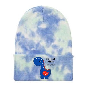 My First 4th of July Cute Dinosaur Tie Dye 12in Knit Beanie