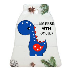 My First 4th of July Cute Dinosaur Ceramic Bell Ornament