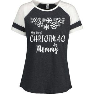 My First Christmas As Mommy Enza Ladies Jersey Colorblock Tee