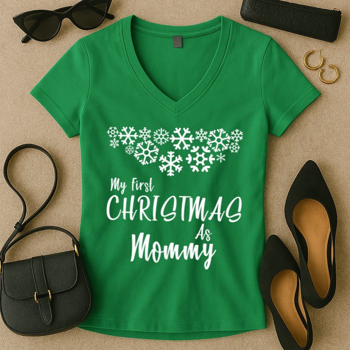 My First Christmas As Mommy Women's V-Neck T-Shirt
