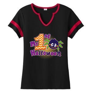 My First Halloween Cute Spider Ladies Halftime Notch Neck Tee