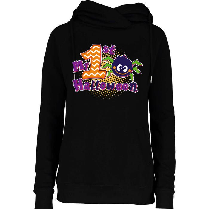 My First Halloween Cute Spider Womens Funnel Neck Pullover Hood