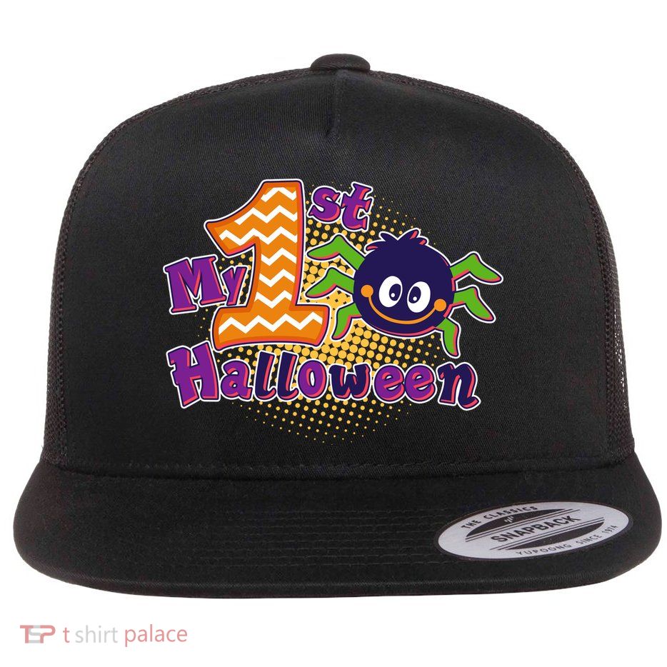 My First Halloween Cute Spider Flat Bill Trucker Hat