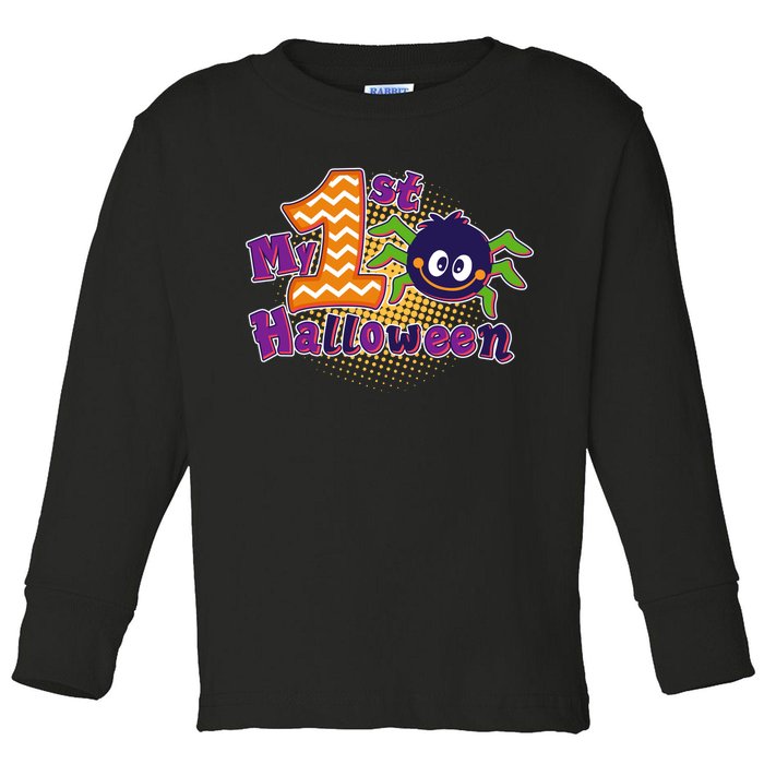 My First Halloween Cute Spider Toddler Long Sleeve Shirt