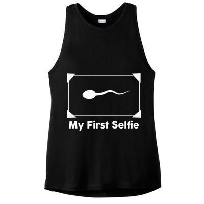 My First Selfie Funny Parody Ladies PosiCharge Tri-Blend Wicking Tank