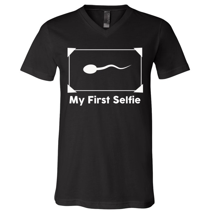 My First Selfie Funny Parody V-Neck T-Shirt