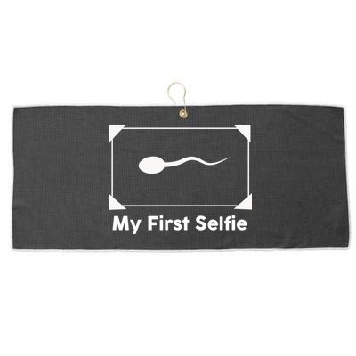 My First Selfie Funny Parody Large Microfiber Waffle Golf Towel