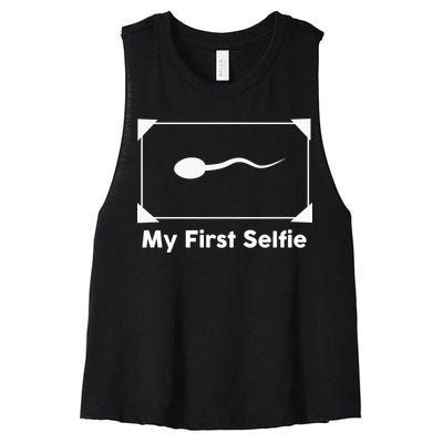 My First Selfie Funny Parody Women's Racerback Cropped Tank