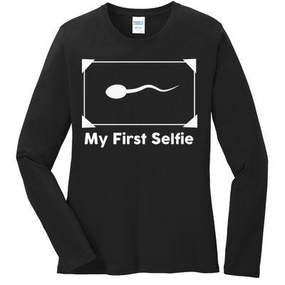 My First Selfie Funny Parody Ladies Long Sleeve Shirt