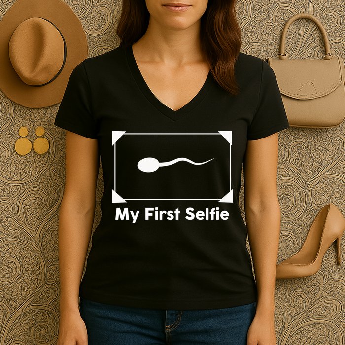 My First Selfie Funny Parody Women's V-Neck T-Shirt