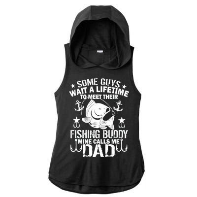 My Fishing Buddy Calls Me Dad Ladies PosiCharge Tri-Blend Wicking Draft Hoodie Tank