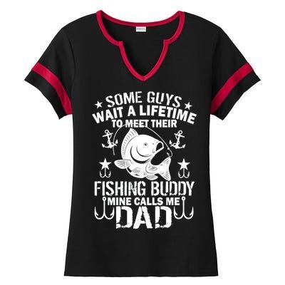 My Fishing Buddy Calls Me Dad Ladies Halftime Notch Neck Tee