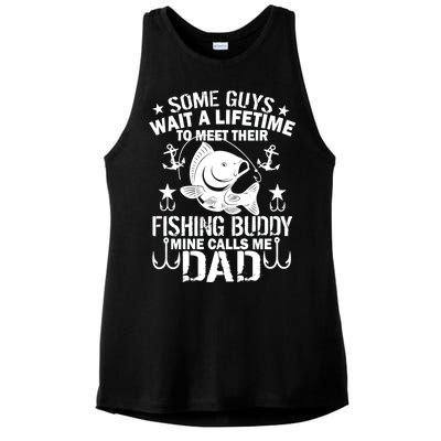 My Fishing Buddy Calls Me Dad Ladies PosiCharge Tri-Blend Wicking Tank