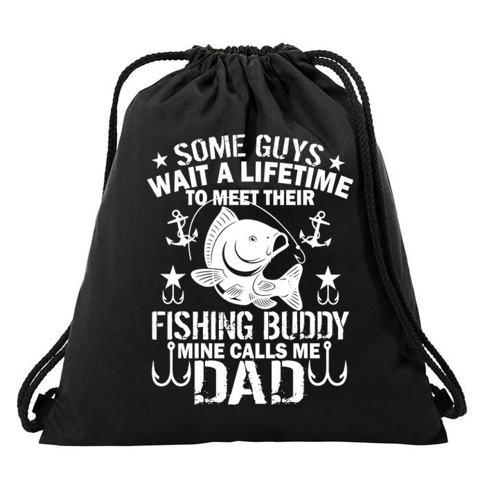 My Fishing Buddy Calls Me Dad Drawstring Bag