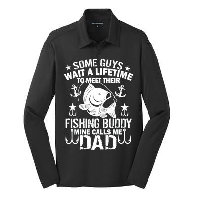 My Fishing Buddy Calls Me Dad Silk Touch Performance Long Sleeve Polo