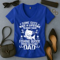 My Fishing Buddy Calls Me Dad Women's V-Neck T-Shirt
