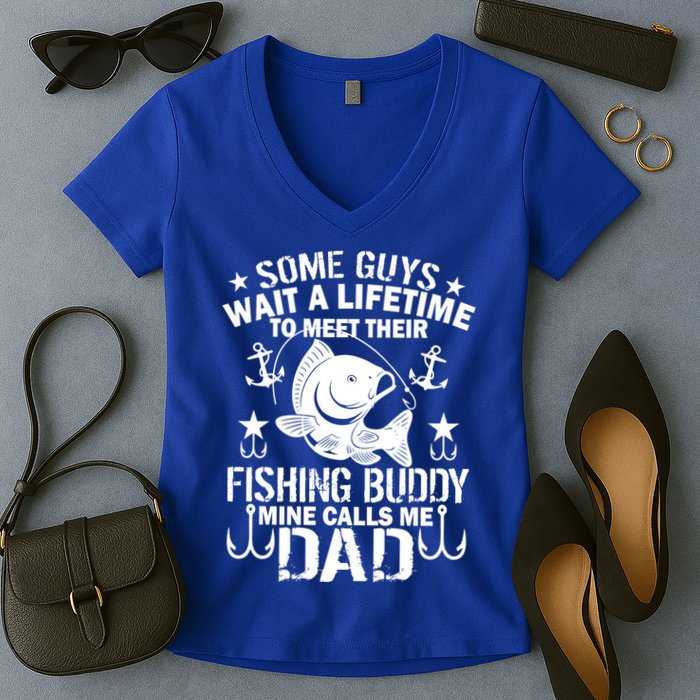 My Fishing Buddy Calls Me Dad Women's V-Neck T-Shirt