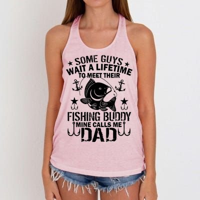 My Fishing Buddy Calls Me Dad Women's Knotted Racerback Tank