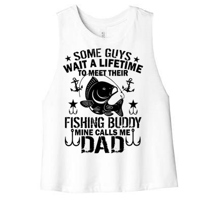 My Fishing Buddy Calls Me Dad Women's Racerback Cropped Tank