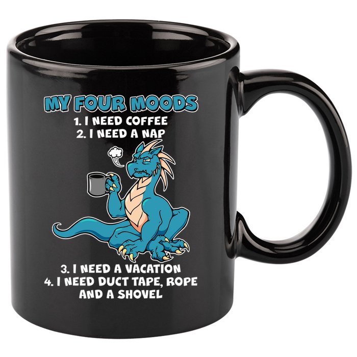 My Four Moods Cranky Coffee Dragon 11oz C Handle Ceramic Mug
