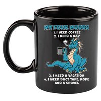 My Four Moods Cranky Coffee Dragon 11oz C Handle Ceramic Mug