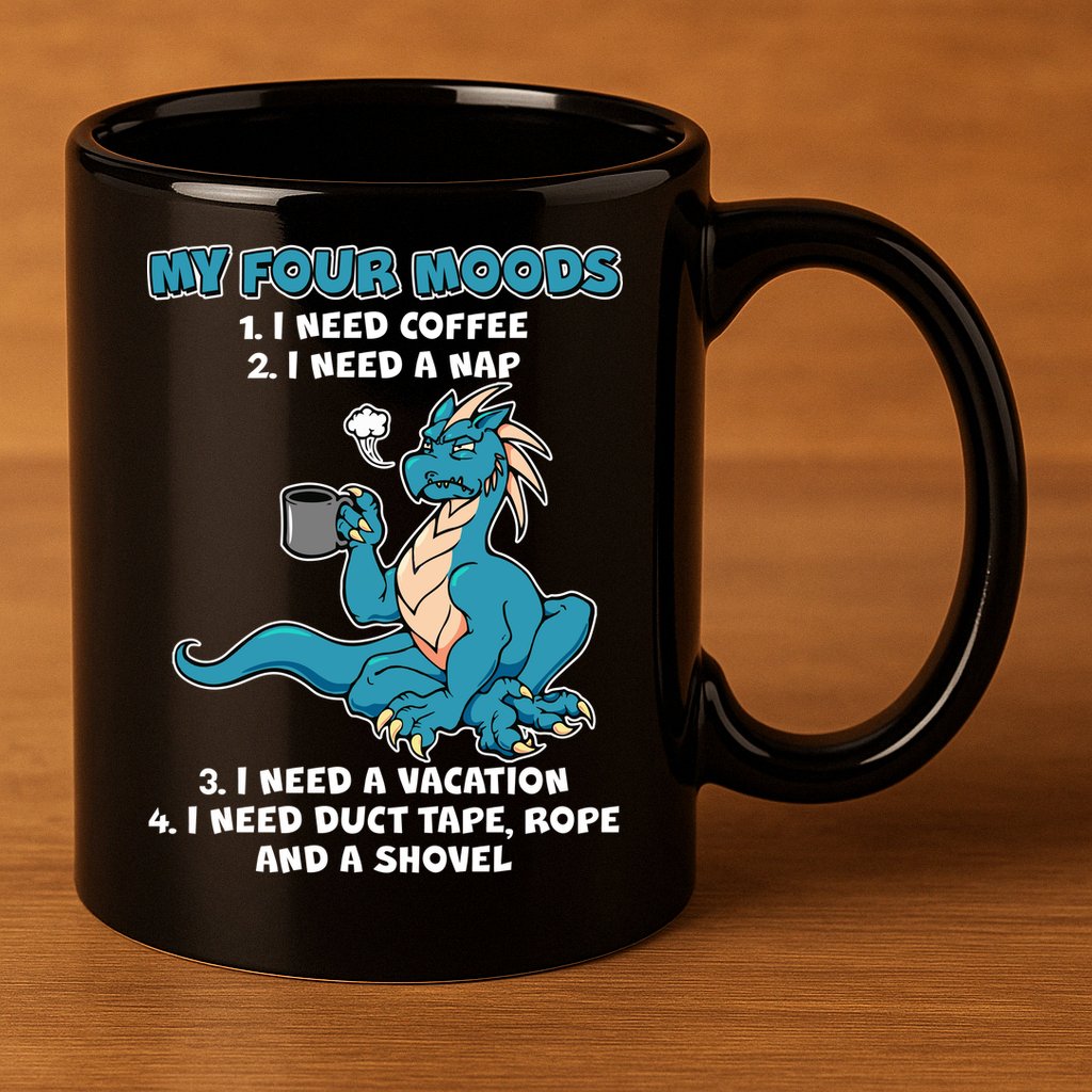 My Four Moods Cranky Coffee Dragon 11oz C Handle Ceramic Mug