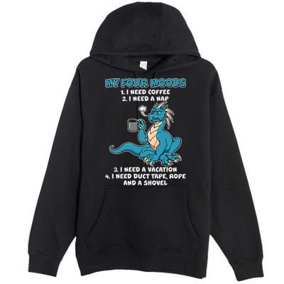 My Four Moods Cranky Coffee Dragon Premium Pullover Hoodie