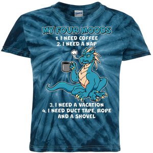 My Four Moods Cranky Coffee Dragon Kids Tie-Dye T-Shirt