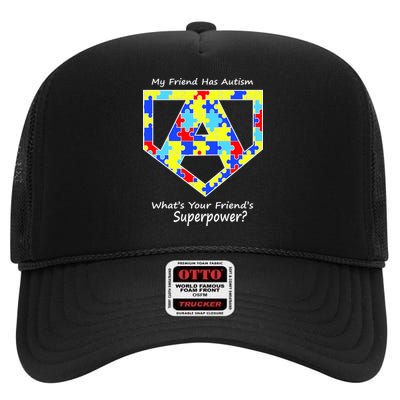 My Friend Has Autism What's Your Friend's Superpower? High Crown Mesh Back Trucker Hat