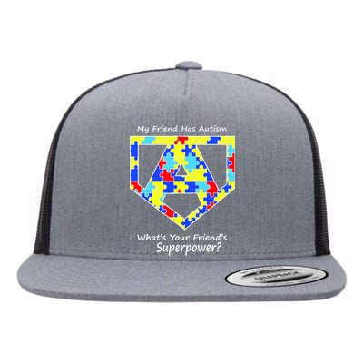 My Friend Has Autism What's Your Friend's Superpower? Flat Bill Trucker Hat