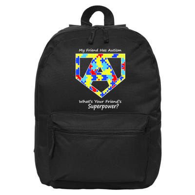 My Friend Has Autism What's Your Friend's Superpower? 16 in Basic Backpack