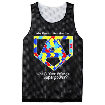 My Friend Has Autism What's Your Friend's Superpower? Mesh Reversible Basketball Jersey Tank