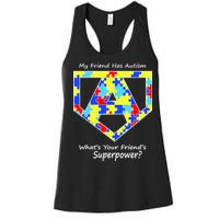 My Friend Has Autism What's Your Friend's Superpower? Women's Racerback Tank