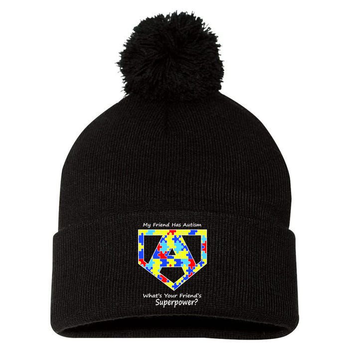 My Friend Has Autism What's Your Friend's Superpower? Pom Pom 12in Knit Beanie