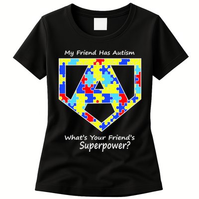 My Friend Has Autism What's Your Friend's Superpower? Womens T-Shirt