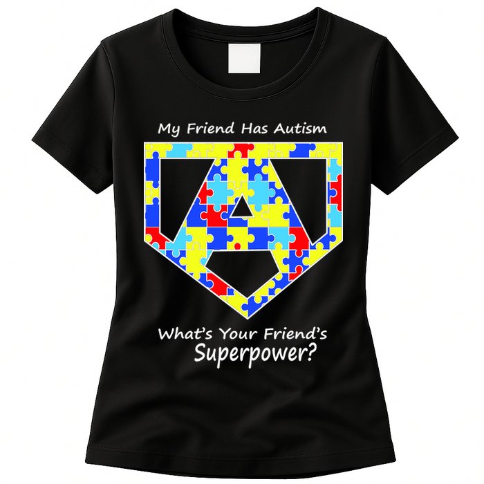 My Friend Has Autism What's Your Friend's Superpower? Womens T-Shirt