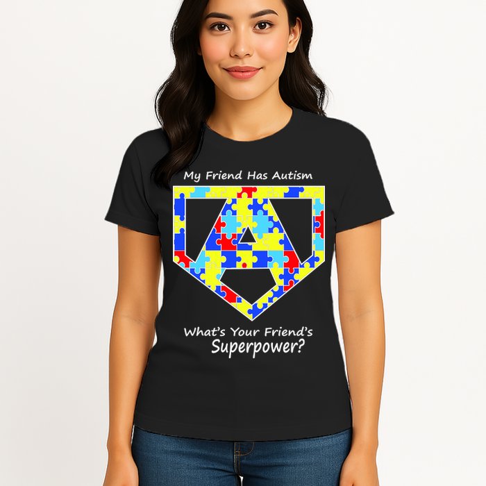 My Friend Has Autism What's Your Friend's Superpower? Womens T-Shirt
