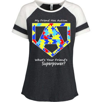 My Friend Has Autism What's Your Friend's Superpower? Enza Ladies Jersey Colorblock Tee