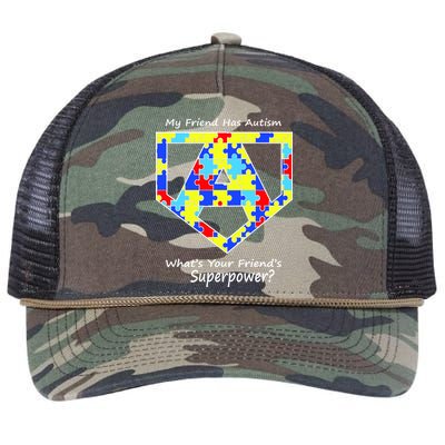 My Friend Has Autism What's Your Friend's Superpower? Retro Rope Trucker Hat Cap