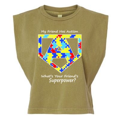 My Friend Has Autism What's Your Friend's Superpower? Garment-Dyed Women's Muscle Tee