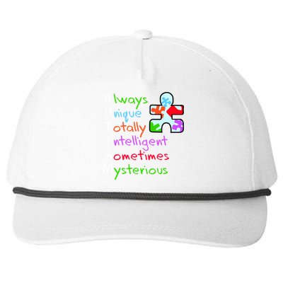 My Gift Is Autism: Always Unique Totally Intelligent Sometime Mysterious Puzzle Snapback Five-Panel Rope Hat