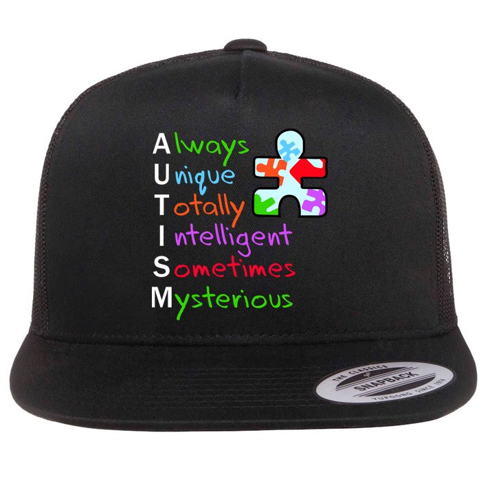 My Gift Is Autism: Always Unique Totally Intelligent Sometime Mysterious Puzzle Flat Bill Trucker Hat