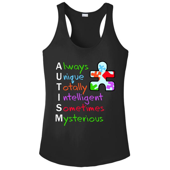 My Gift Is Autism: Always Unique Totally Intelligent Sometime Mysterious Puzzle Ladies PosiCharge Competitor Racerback Tank