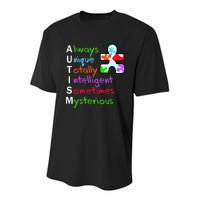 My Gift Is Autism: Always Unique Totally Intelligent Sometime Mysterious Puzzle Youth Performance Sprint T-Shirt