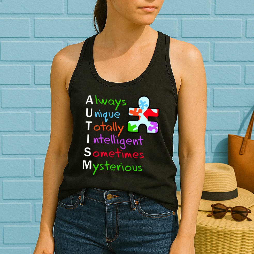 My Gift Is Autism: Always Unique Totally Intelligent Sometime Mysterious Puzzle Womens Tank Top