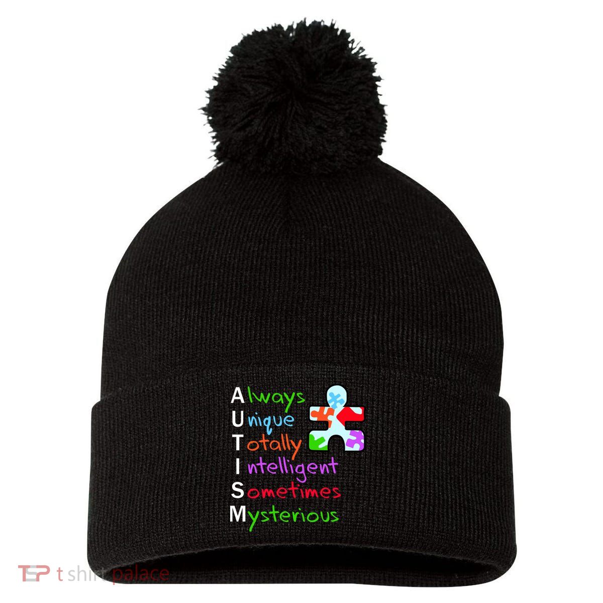 My Gift Is Autism: Always Unique Totally Intelligent Sometime Mysterious Puzzle Pom Pom 12in Knit Beanie