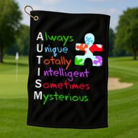 My Gift Is Autism: Always Unique Totally Intelligent Sometime Mysterious Puzzle Golf Towel