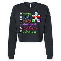 My Gift Is Autism: Always Unique Totally Intelligent Sometime Mysterious Puzzle Cropped Pullover Crew