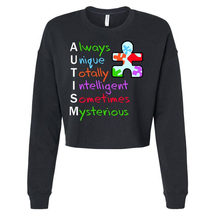 My Gift Is Autism: Always Unique Totally Intelligent Sometime Mysterious Puzzle Cropped Pullover Crew