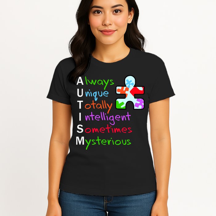 My Gift Is Autism: Always Unique Totally Intelligent Sometime Mysterious Puzzle Womens T-Shirt